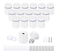 sourcing map Lot de 16 vis d'écartement de 1,9 x 3,8 cm, kit de matériel de montage mural en acier inoxydable pour miroir de salle de bain avec vis et chevilles pour cadre photo publicitaire en verre