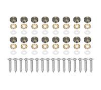 sourcing map Lot de 16 vis décoratives en laiton avec capuchons, 16 mm, vis auto-taraudeuses avec capuchons décoratifs pour fixation de miroir de meubles, armoires, bronze