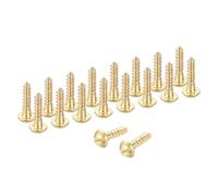 sourcing map Lot de 18 vis à bois M4 x 20 mm à tête ronde fendue en laiton auto-taraudeuses rapides en métal pour appareils ménagers d'intérieur, meubles de travail du bois