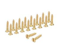 sourcing map Lot de 18 vis à bois, M4 x 20 mm, tête plate auto-taraudeuse, en laiton, autotaraudeuses rapides en métal pour appareils électroménagers, meubles et travail du bois