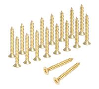 sourcing map Lot de 18 vis à bois Phillips en laiton M3,5 x 25 mm, vis à bois cruciformes autotaraudeuses pour charnières de porte, travaux manuels en bois et projets de bricolage (doré, lot de 18)