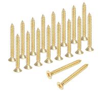 sourcing map Lot de 18 vis à bois Phillips en laiton M3,5 x 30 mm, vis à bois cruciformes autotaraudeuses pour charnières de porte, travaux manuels en bois et projets de bricolage (doré, lot de 18)