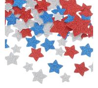sourcing map Lot de 180 autocollants en mousse à paillettes - 3 tailles - En forme d'étoile scintillante - Pour loisirs créatifs, bricolage et décoration - Rouge, bleu, blanc