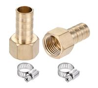 sourcing map Lot de 2 adaptateurs de raccord de tuyau cannelé en laiton 10 mm x G1/4 femelle avec collier de serrage de 6 à 12 mm