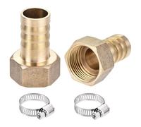 sourcing map Lot de 2 adaptateurs de raccord de tuyau cannelé en laiton 19 mm x G3/4 femelle avec collier de serrage