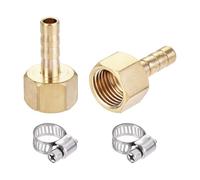 sourcing map Lot de 2 adaptateurs de raccord de tuyau cannelé en laiton 6 mm x G1/4 femelle avec collier de serrage