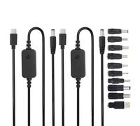 sourcing map Lot de 2 adaptateurs USB C vers DC PD avec 10 embouts de connecteur, 1,18 m 5 V 9 V 12 V 15 V 20 V PD Câble d'alimentation Type-C vers DC Câble d'alimentation convertisseur pour routeurs
