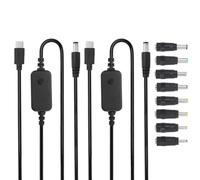 sourcing map Lot de 2 adaptateurs USB C vers DC PD avec 8 embouts de connecteur, 1,18 m 5 V 9 V 12 V 15 V 20 V PD Câble d'alimentation Type-C vers DC Câble d'alimentation convertisseur pour routeurs