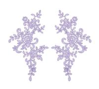 sourcing map Lot de 2 appliques en dentelle fleur violet clair 25 x 12,5 cm | Broderie 3D en dentelle pour décoration de robe de mariée, vêtements, loisirs créatifs, accessoires de décoration