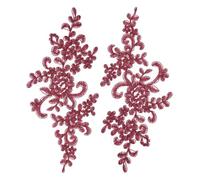 sourcing map Lot de 2 appliques en dentelle florale 3D Bordeaux | Patch en dentelle de 23 cm pour décoration de robe de mariée, vêtements, loisirs créatifs, accessoires de décoration