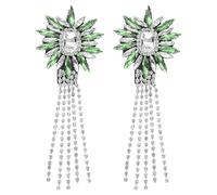 sourcing map Lot de 2 appliques en strass en cristal - 11 x 4 cm - Frange d'épaule, épaulette et chaîne à coudre - Pour robes de fête, vêtements, chaussures et loisirs créatifs - Vert