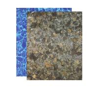 sourcing map Lot de 2 autocollants à effet vague d'eau artificielle pour maison de poupée, paysage miniature, bleu foncé, marron clair, 29,7 x 21 cm