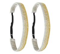 sourcing map Lot de 2 bandeaux élastiques antidérapants et scintillants pour femme, pour gym, course à pied, yoga, sport, entraînement, voyage, jaune