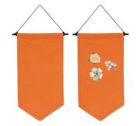 sourcing map Lot de 2 bannières murales vierges en toile émaillée avec épingle en bois, décoration murale à faire soi-même pour épingles, badge, affichage, collection de revers - Orange