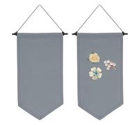 sourcing map Lot de 2 bannières murales vierges en toile émaillée avec épingle en bois, décoration murale à faire soi-même pour épingles, badge, affichage, collection de revers, gris moyen