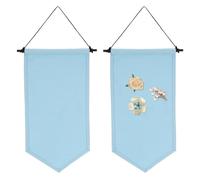 sourcing map Lot de 2 bannières murales vierges en toile émaillée avec épingle en bois, décoration murale à faire soi-même pour épingles, badge, affichage, collection de revers - Bleu ciel