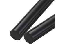 sourcing map Lot de 2 barres rondes solides en plastique ABS - 25 mm x 200 mm - Noir - Pour modélisme, modélisme architectural, bricolage - Table à sable