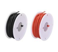 sourcing map Lot de 2 bobines de fil électrique flexible en silicone de calibre 26 - 26 AWG - Fil de cuivre étamé - Haute température - Noir et rouge - 15 m - Pour appareils électriques de voiture