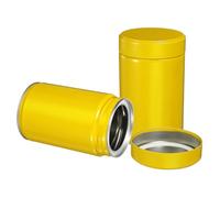 sourcing map Lot de 2 boîtes à thé rondes hermétiques en métal pour thé en vrac, grains de café, épices, 12,7 x 7,6 cm - Durable, compact et élégant (jaune)