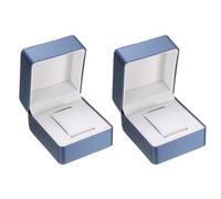 sourcing map Lot de 2 boîtes de rangement de montre en cuir synthétique pour homme et femme avec coussin amovible, support de montre portable pour la plupart des montres, bleu