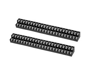 sourcing map Lot de 2 borniers 23 positions à double rangée, 23,5 mm x 196 mm, 300 V 15 A, pas de 8,5 mm PA66 pour câble 22-12 AWG, noir