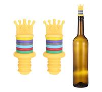 sourcing map Lot de 2 bouchons à vin en silicone en forme de couronne Jaune