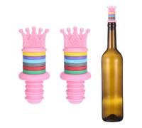 sourcing map Lot de 2 bouchons à vin en silicone en forme de couronne Rose