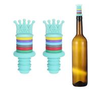 sourcing map Lot de 2 bouchons à vin en silicone en forme de couronne Vert