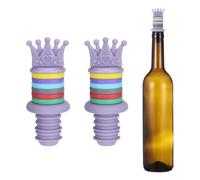 sourcing map Lot de 2 bouchons à vin en silicone en forme de couronne Violet