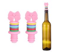 sourcing map Lot de 2 bouchons à vin en silicone en forme de nœud Rose