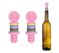 sourcing map Lot de 2 bouchons à vin en silicone en forme de tournesol, rose