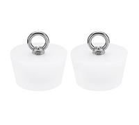 sourcing map Lot de 2 bouchons coniques en caoutchouc de silicone 55 à 68 mm avec anneau pour tubes à essai, tuyau d'eau, trou de drainage, blanc