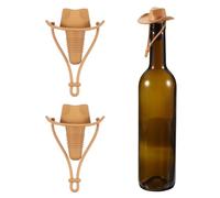 sourcing map Lot de 2 bouchons de vin en silicone en forme de chapeau de cowboy, réutilisables et amusants, hermétiques, anti-fuite, bouchons de bouteille fantaisie pour bar, vacances, fête, marron