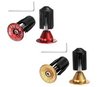 sourcing map Lot de 2 bouchons d'extrémité de guidon de vélo en aluminium 16-21 mm réglable avec outil pour VTT, vélo de route, BMX, vélo à pignon fixe, rouge et doré