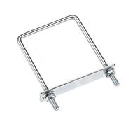 sourcing map Lot de 2 boulons en U carrés de 100 mm de largeur intérieure 150 mm de longueur en acier au carbone M8 avec écrous, plaque de cadre, rondelles rondes