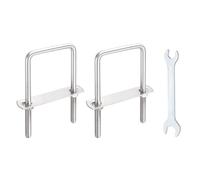 sourcing map Lot de 2 boulons en U carrés M8, 61 mm de largeur intérieure de 80 mm de long, boulons de serrage en U en acier inoxydable 304 avec écrous, plaques et clé pour remorque, ski, bateau
