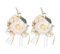 sourcing map Lot de 2 boutonnières champagne pour homme, fleurs artificielles, boutonnières de poche avec épingles pour mariage, mariée, marié, cérémonie, anniversaire, fête formelle, rose