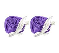 sourcing map Lot de 2 boutonnières pour homme/femme, violet foncé, fleurs artificielles avec broche de montage pour décoration de mariage, cérémonie, bal, retour à la maison