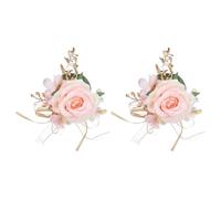sourcing map Lot de 2 boutonnières roses pour homme, fleurs artificielles avec boutonnières pour mariage, mariée, marié, cérémonie, anniversaire, fête formelle, rose