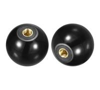 sourcing map Lot de 2 boutons à boule filetés M10 à filetage femelle thermodurcissable avec insert en cuivre pour poignée de levier de machine, noir