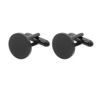 sourcing map Lot de 2 boutons de manchette ronds en acier inoxydable pour homme - 15 mm de diamètre - Accessoires de mariage - Noir