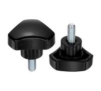 sourcing map Lot de 2 boutons de poignée triangulaires M6 x 12 mm (pas de 1 mm) - Filetage mâle - En acier carbone - Vis de serrage filetées pour travail du bois - Noir