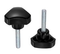 sourcing map Lot de 2 boutons de poignée triangulaires M6 x 30 mm (pas de 1 mm) - Filetage mâle - En acier au carbone - Vis de serrage filetées pour travail du bois - Noir