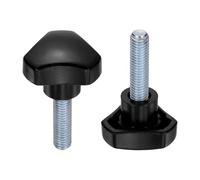sourcing map Lot de 2 boutons de poignée triangulaires M8 x 30 mm (pas de 1,25 mm) en acier au carbone métrique pour serrage, vis de serrage filetées pour travail du bois, noir