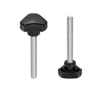 sourcing map Lot de 2 boutons de poignée triangulaires M8 x 60 mm (pas de 1,25 mm) en acier au carbone - Vis de serrage filetées pour travail du bois - Noir