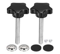 sourcing map Lot de 2 boutons en forme d'étoile M8 x 60 mm en plastique moleté 40 mm de large - Poignée de rechange avec rondelle et vis pour tondeuse à gazon, parapluie, pinces de rechange