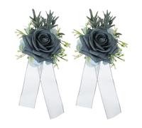 sourcing map Lot de 2 bracelets de corsage à fleurs artificielles gris foncé pour mariage, mariée, marié, cérémonie, anniversaire, bal de fin d'année, fête, Tissu