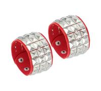 sourcing map Lot de 2 bracelets punk en cuir de 22 cm avec rivets carrés, 8.7, Cuir