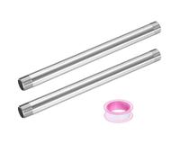 sourcing map Lot de 2 bras d'extension de pommeau de douche en acier inoxydable de 300 mm de long avec ruban PTFE, argenté