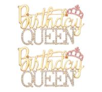 sourcing map Lot de 2 broches d'anniversaire en forme de reine pour femme, broche en forme de couronne en strass en alliage de zinc, bijoux cadeau pour fête d'anniversaire, accessoires de décoration